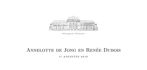 Klassieke trouwkaart met illustratie Orangerie Elswout