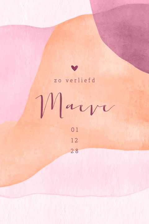 Lief geboortekaartje meisje met watercolour