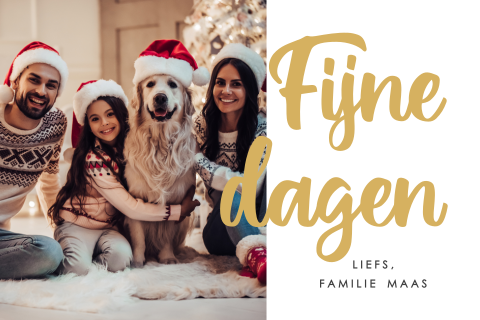 Kerstkaart met persoonlijke foto en goudlook