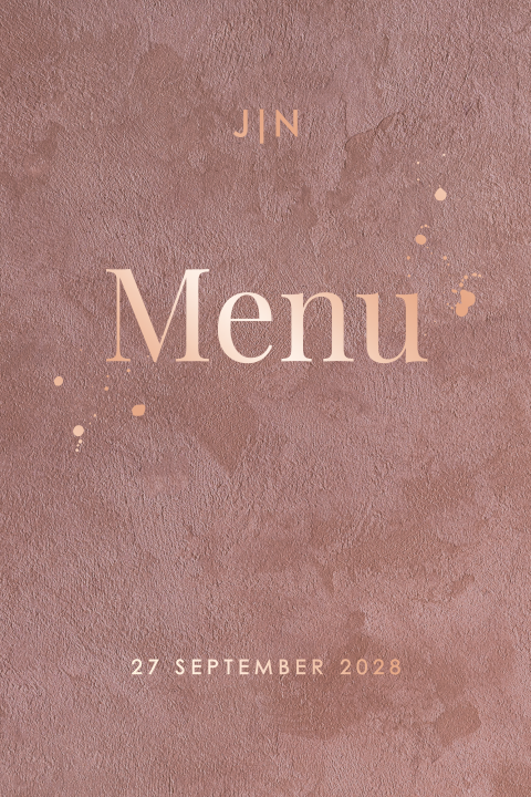 Menukaart bruiloft met roséfolie en velvetlook