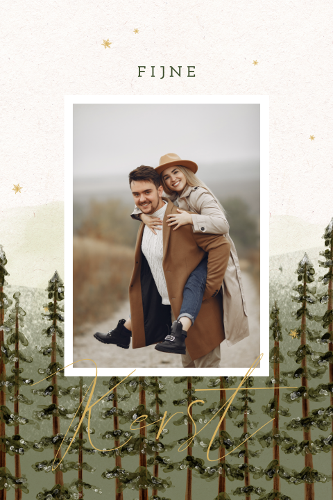 Goudlook kerstkaart met foto