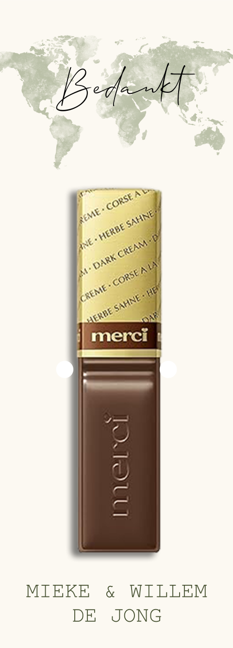 Merci bedankjes bruiloft met wereldkaart - 3 stuks