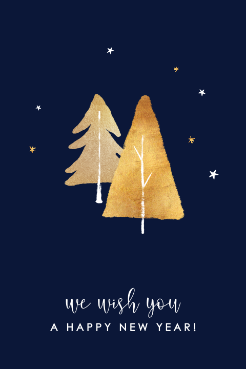 Stijlvolle zakelijke kerstkaart met kerstbomen