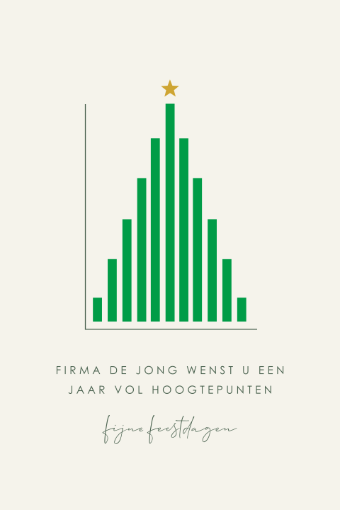 Zakelijke kerstkaart met jaarcijfers in vorm van kerstboom