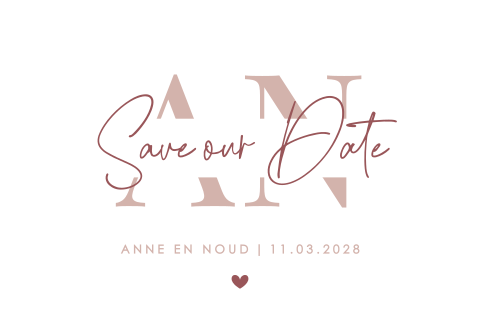 Typografische save the date met initialen
