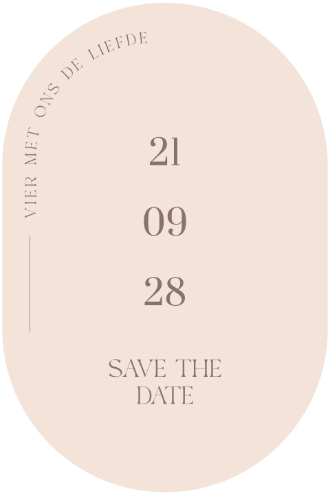 Save the Date bruiloft in ovale vorm
