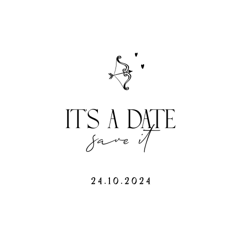 Save the Date bruiloft met zwart wit illustraties