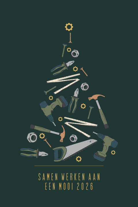 Zakelijke kerstkaart voor bouw met gereedschap