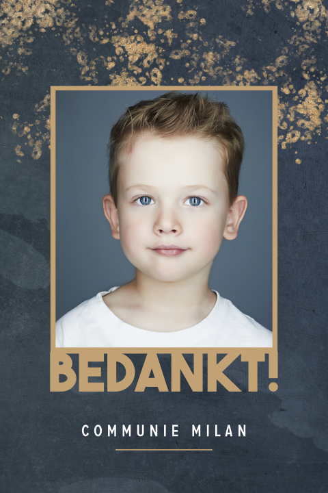 Stoere communie bedankkaart met eigen foto