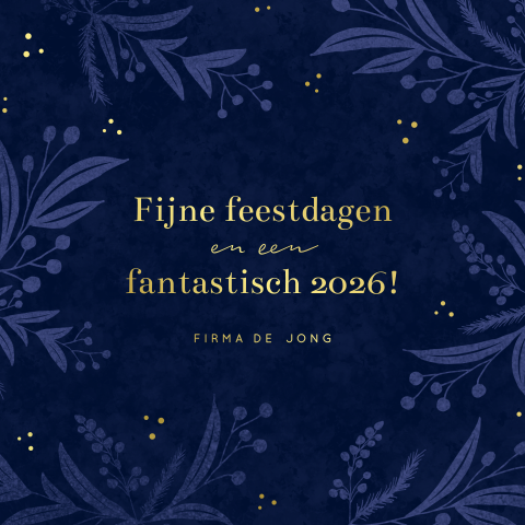 Zakelijke kerstkaart met blauwe kersttakjes