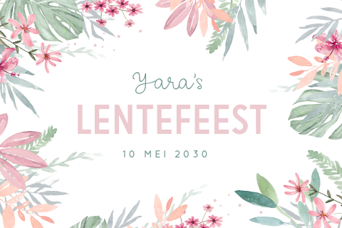 Lentefeest uitnodiging met bloemen voor een meisje