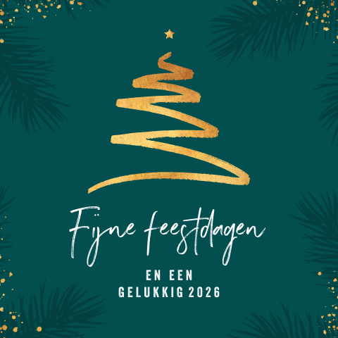 Sierlijke kerstkaart met goudlook kerstboom