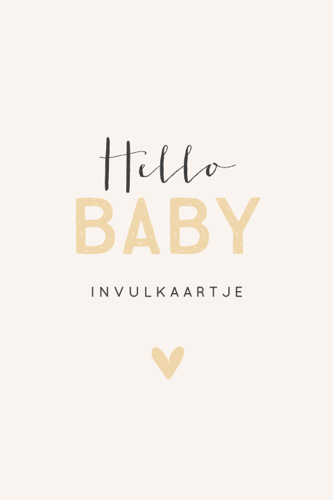 Babyshower invulkaartje neutrale kleuren en droogbloemen