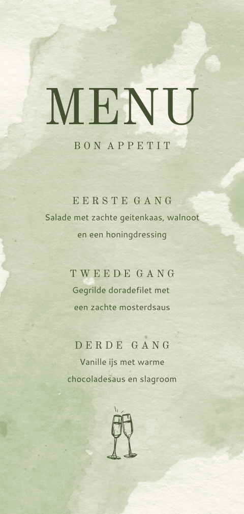 Menukaart met ronde hoeken