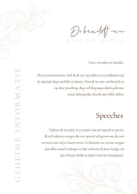 Ceremoniemeesterbrief klassiek neutrale kleuren