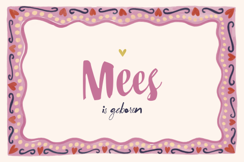 Trend geboortekaartje meisje folk goudfolie