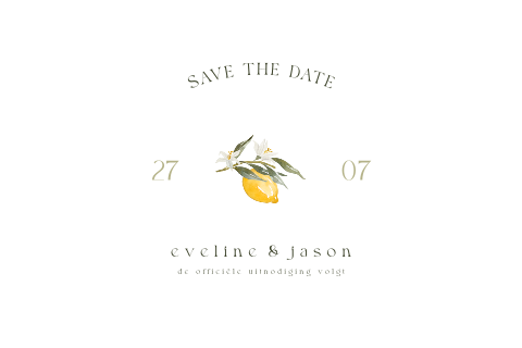 Klassieke save the date kaart met citroen
