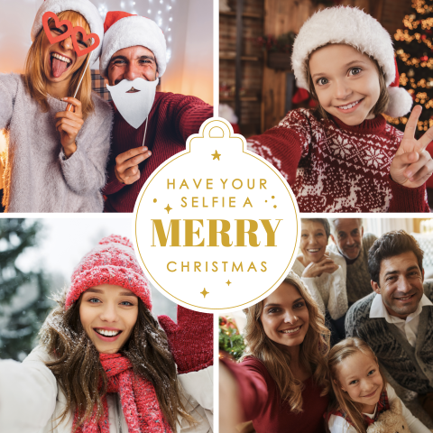 Persoonlijke kerstkaart met selfie foto's
