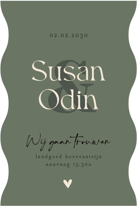 Originele trouwkaart Timeless in groen