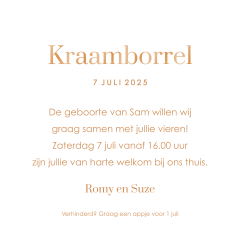 Kraamborrelkaartje clean met hoogglans