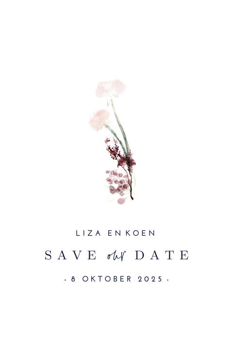 Klassieke save the date met water color bloemen