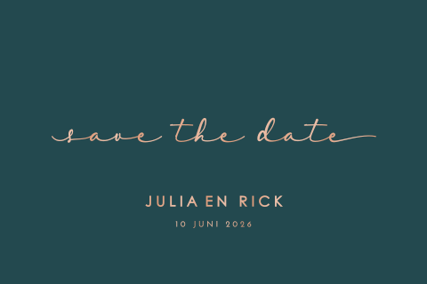 Donkergroene Save the date uitnodiging met hoogglansfolie