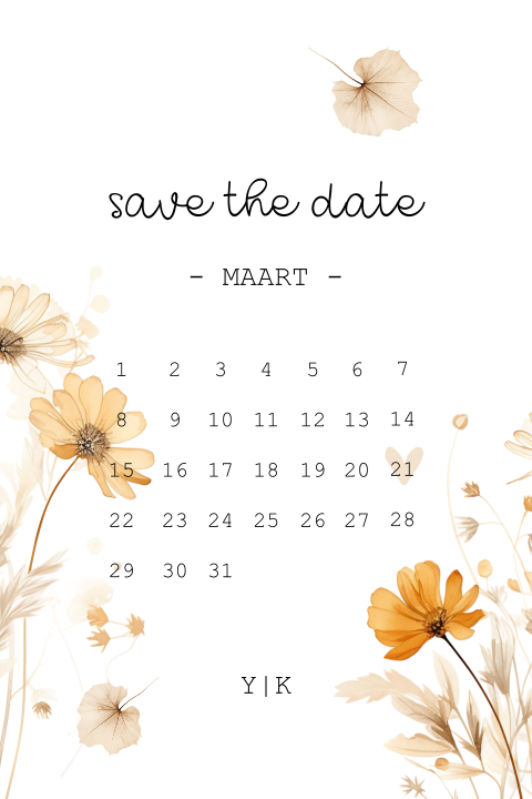 Save the date met bloemen