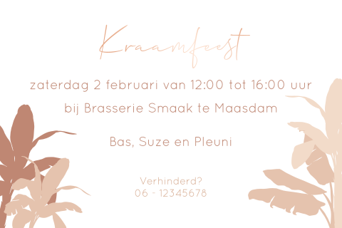 Kraamborrelkaartje met roze jungle en roséfolie