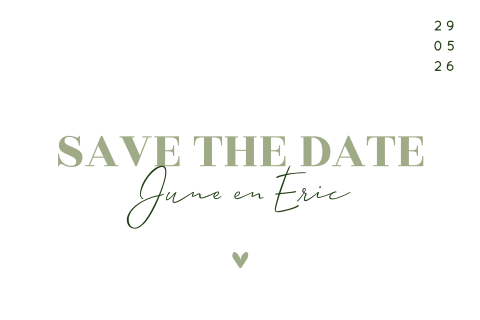Typografische save the date in groentinten