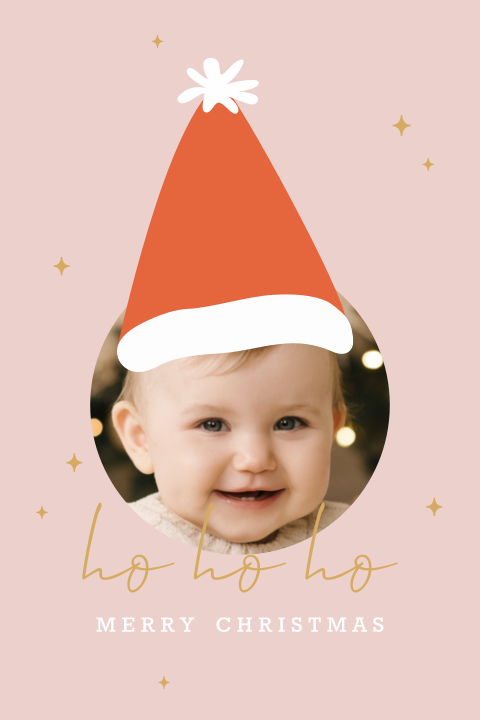 Kerstkaart foto met kerstmuts