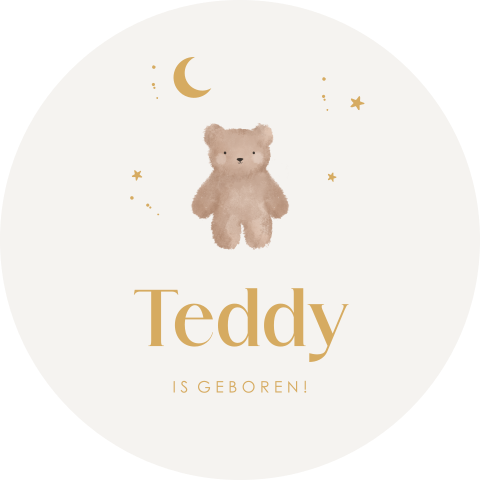 Geboorte raamsticker met beertje, maan en sterretjes