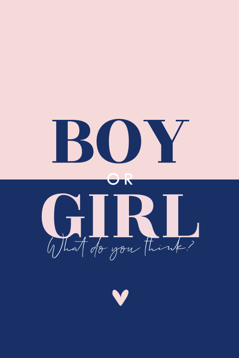 Uitnodiging gender reveal party typografisch