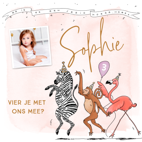 Uitnodiging verjaardag meisje lief met foto