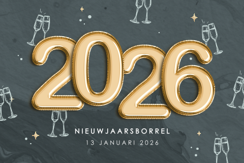Zakelijke uitnodiging nieuwjaarsborrel met jaartal