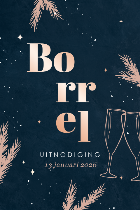 Zakelijke nieuwjaarskaart met champagne en rosefolie