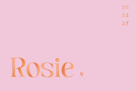 Geboortekaartje meisje met colourblock in roze met oranje hoogglans