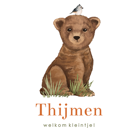 Geboortebord tuin met lief beertje en vogeltje