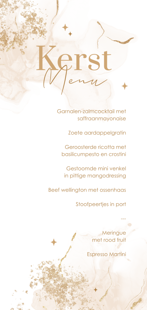 Kerstmenu met watercolour en sterretjes