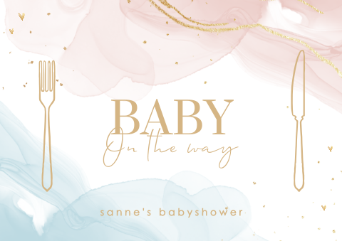 Babyshower placemat roze en blauwe watercolor