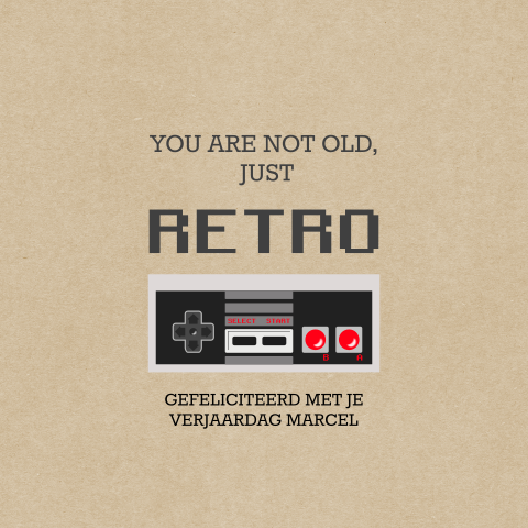Wenskaart verjaardag man retro game