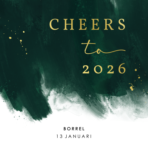 Chique zakelijke nieuwjaarsborrel uitnodiging met goudfolie