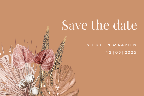 Boho save the date met ronde hoeken
