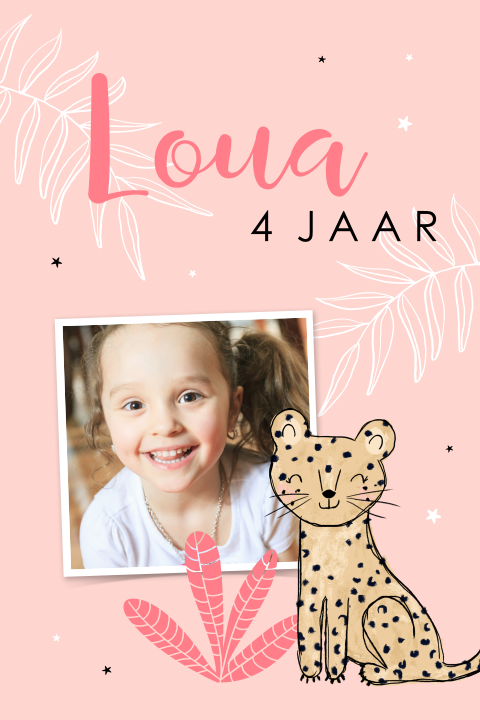Uitnodiging kinderfeestje met lief pantertje