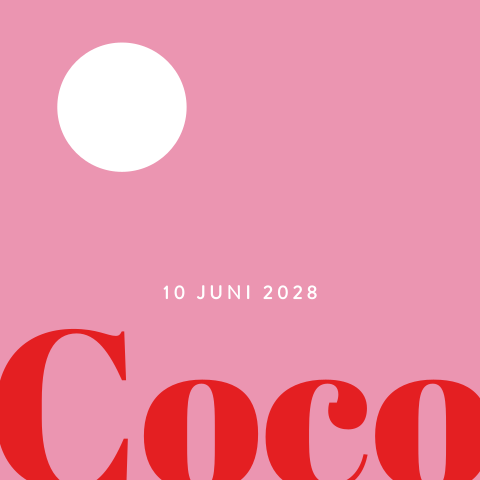 Geboortekaartje meisje in colorblocking roze met doorkijkje