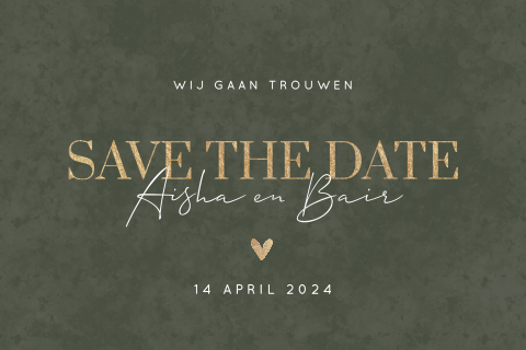 Save the date typografische in groene tinten