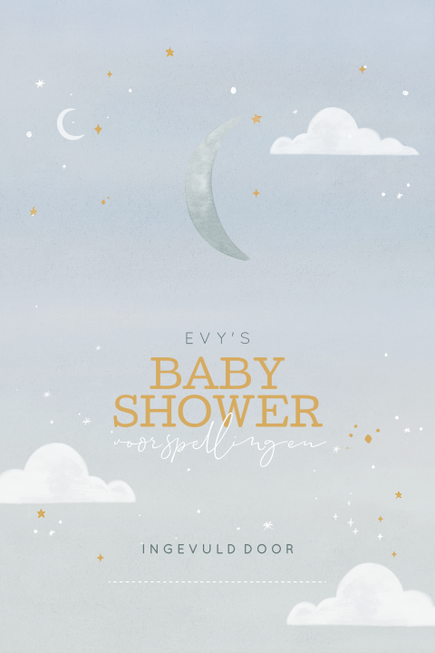 Babyshower invulkaartjes jongen maan sterren