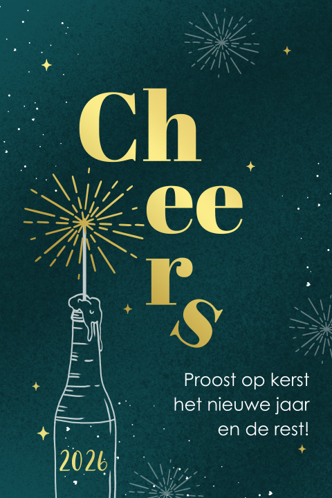 Nieuwjaarskaart met goudfolie en sterretjes