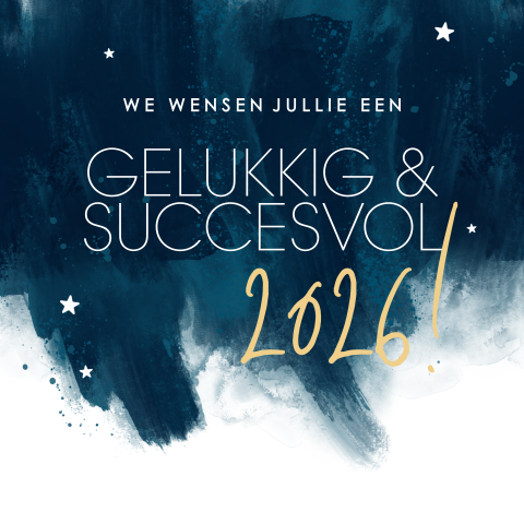 Moderne kerstkaart blauw met goudlook