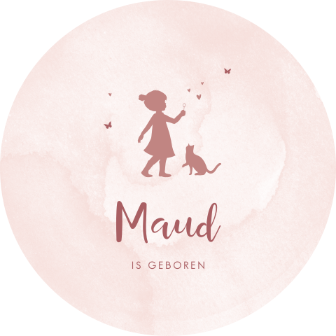 Raamsticker rond met silhouetje en watercolor