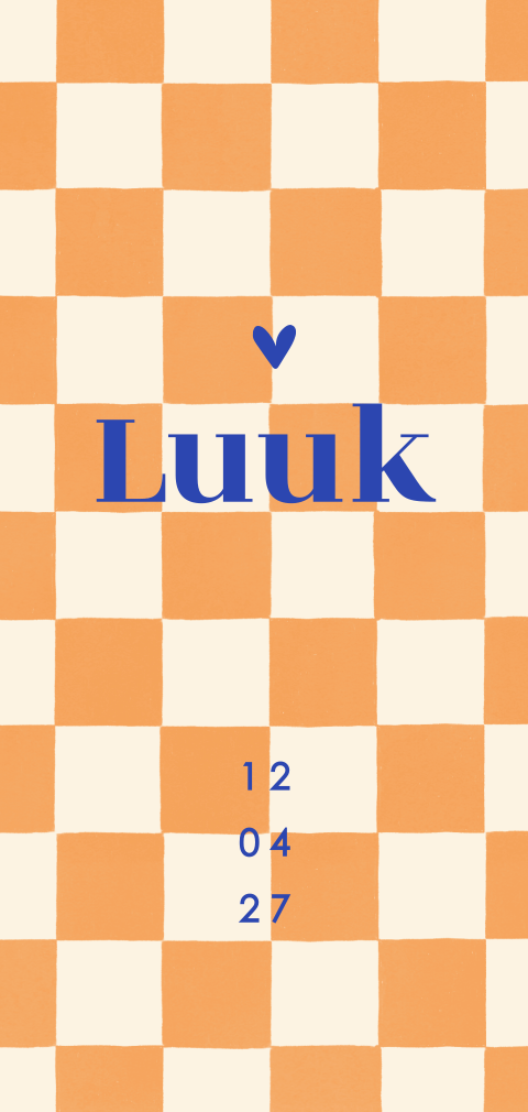 Geboortekaartje geblokt met color blocking in oranje